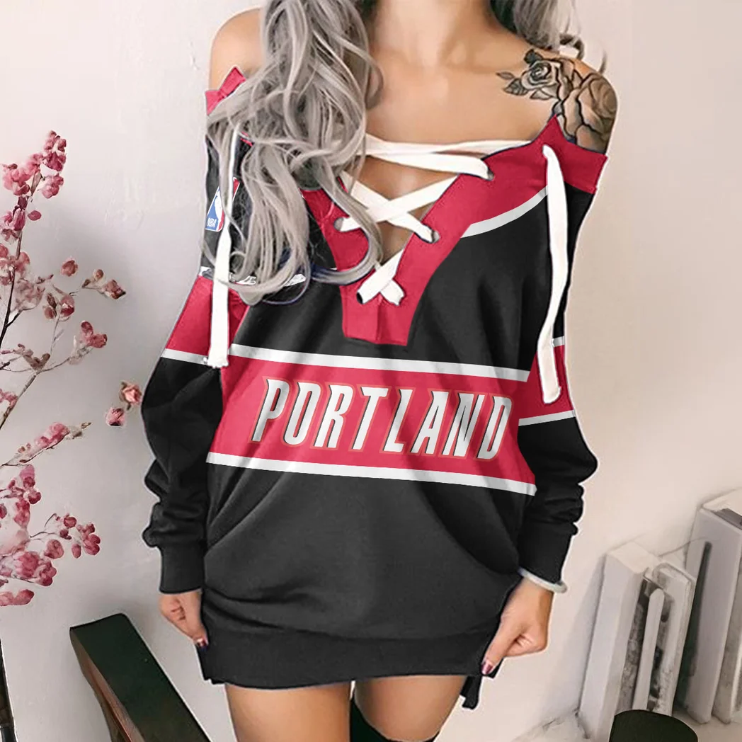 Rising Court Crew Lace-Up Sweatshirt For Women, Bold Athletic Hoodie Dress HVN1275