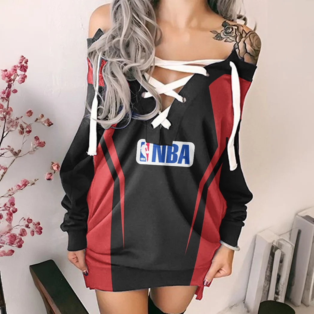 Rising Court Fans Lace-Up Sweatshirt For Women, Bold Feminine Hoodie Dress HVN1274