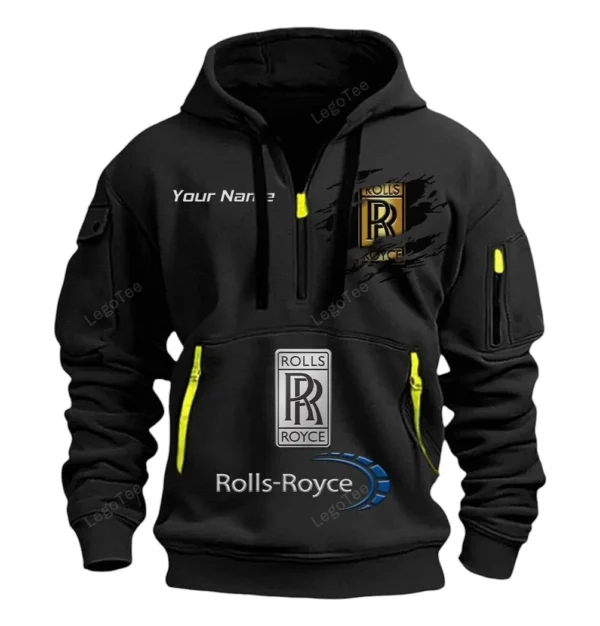 Hoodie Half Zipper Exclusive Logo Gift For Car Luxury Performance Enthusiasts CAR113 - Black