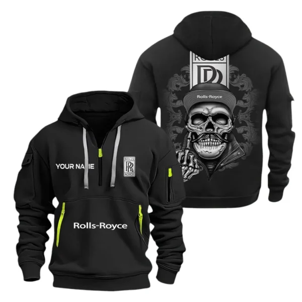 Hoodie Half Zipper Exclusive Logo Gift For Timeless Automobile Enthusiasts CAR166 - Black