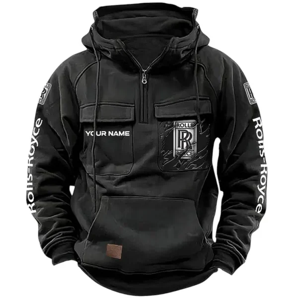 Bespoke Sedan Tactical Quarter Zip Hoodie, Exclusive Logo Hoodie For Car Enthusiasts CAR164 - Black