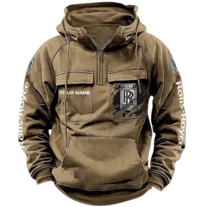Elite Touring Vehicle Tactical Quarter Zip Hoodie, Exclusive Logo Hoodie For Car Enthusiasts CAR164 - Khaki