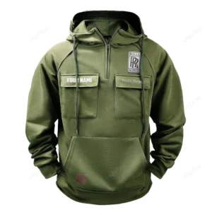 Premium Chauffeur Car Tactical Quarter Zip Hoodie, Exclusive Logo Hoodie For Car Enthusiasts CAR109 - Army Green