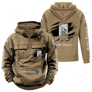 Executive Luxury Vehicle Tactical Quarter Zip Hoodie, Exclusive Logo Hoodie For Car Enthusiasts CAR122 - Khaki