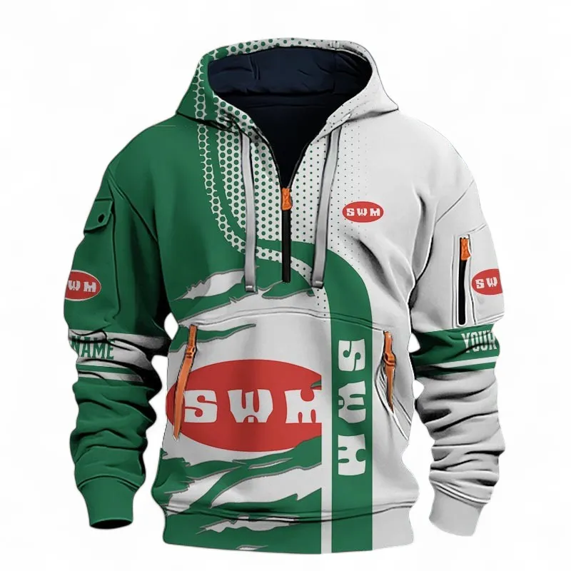 Rugged Terrain Motorcycle Hoodie Half Zip 3D, Casual Street-Ready Hoodie For Car Lovers CAR398 - Green