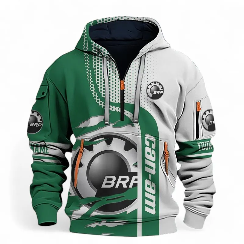 Rugged Trail Bike Hoodie Half Zip 3D, Rugged Casual Hoodie For Car Lovers CAR398 - Green