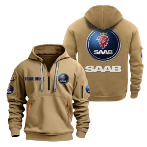 Hoodie Half Zipper Exclusive Logo Gift For Outdoor Lifestyle Car Enthusiasts CAR200 - Khaki