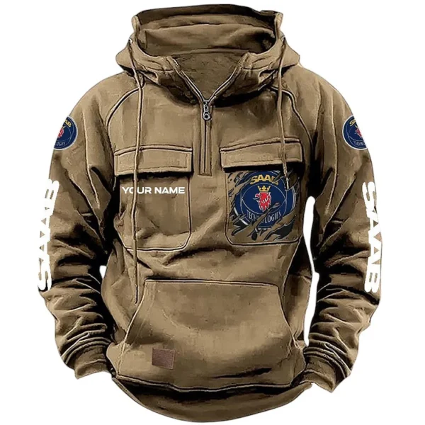 Touring Sedan Tactical Quarter Zip Hoodie, Exclusive Logo Hoodie For Car Enthusiasts CAR164 - Khaki