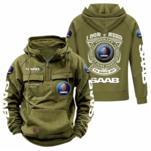 Mid-Size Car Tactical Quarter Zip Hoodie, Exclusive Logo Hoodie For Car Enthusiasts CAR106 - Army Green
