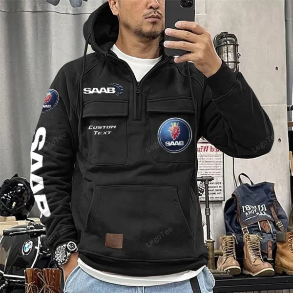 Performance Sedan Tactical Quarter Zip Hoodie, Exclusive Logo Hoodie For Car Enthusiasts CAR106 - Black - Image 2