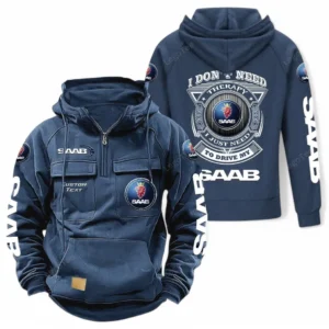 Urban Vehicle Tactical Quarter Zip Hoodie, Exclusive Logo Hoodie For Car Enthusiasts CAR106 - Dark Blue