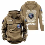 Family Car Tactical Quarter Zip Hoodie, Exclusive Logo Hoodie For Car Enthusiasts CAR106 - Khaki