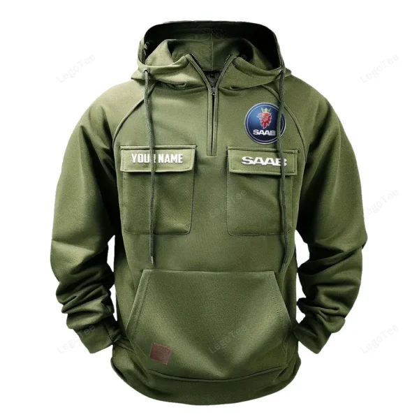 Everyday Auto Tactical Quarter Zip Hoodie, Exclusive Logo Hoodie For Car Enthusiasts CAR109 - Army Green