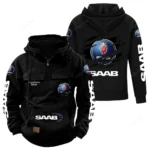 Turbocharged Hatchback Tactical Quarter Zip Hoodie, Exclusive Logo Hoodie For Car Enthusiasts CAR122 - Black
