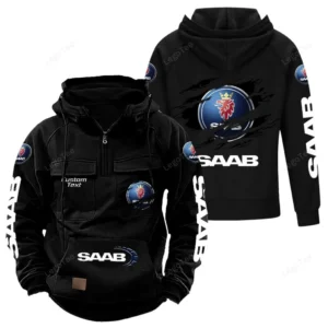 Turbocharged Hatchback Tactical Quarter Zip Hoodie, Exclusive Logo Hoodie For Car Enthusiasts CAR122 - Black