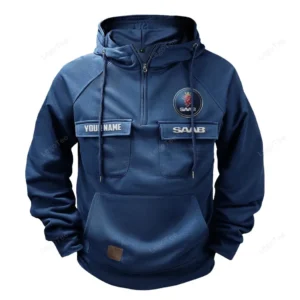 Compact Sedan Tactical Quarter Zip Hoodie, Exclusive Logo Hoodie For Car Enthusiasts CAR109 - Dark Blue