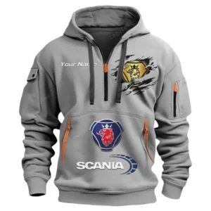 Hoodie Half Zipper Exclusive Logo Gift For Big Rig Enthusiasts CAR113 - Gray