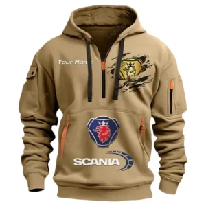 Hoodie Half Zipper Exclusive Logo Gift For Heavy Hauler Enthusiasts CAR113 - Khaki