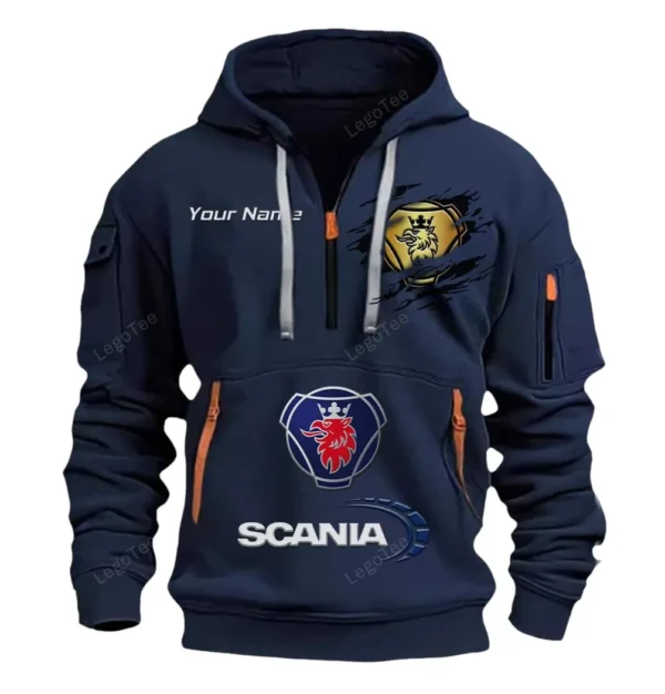Hoodie Half Zipper Exclusive Logo Gift For Long Haul Legend Enthusiasts CAR113 - Navy