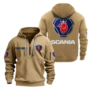 Long Haul Legend Hoodie Half Zipper, All Over Print Hoodie Gift For Long Haul Legend Enthusiasts CAR200 - Khaki