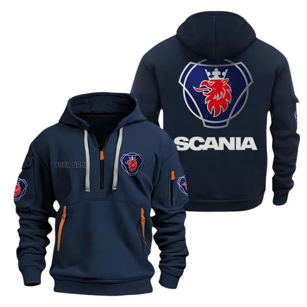 Heavy Hauler Hoodie Half Zipper, All Over Print Hoodie Gift For Heavy Hauler Enthusiasts CAR200 - Navy