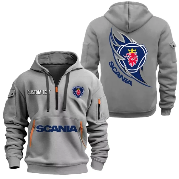Heavy Hauler Hoodie Half Zipper, All Over Print Hoodie Gift For Heavy Hauler Enthusiasts CAR170 - Gray