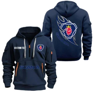 Hoodie Half Zipper Exclusive Logo Gift For Big Rig Enthusiasts CAR170 - Navy