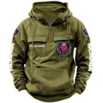Tractor-Trailer Tactical Quarter Zip Hoodie, Exclusive Logo Hoodie For Car Enthusiasts CAR164 - Army Green
