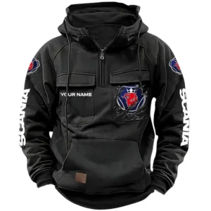 Logistics Truck Tactical Quarter Zip Hoodie, Exclusive Logo Hoodie For Car Enthusiasts CAR164 - Black