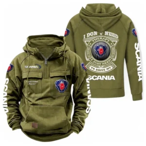 Cargo Hauler Tactical Quarter Zip Hoodie, Exclusive Logo Hoodie For Car Enthusiasts CAR106 - Army Green