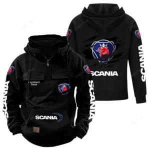 Long-Haul Vehicle Tactical Quarter Zip Hoodie, Exclusive Logo Hoodie For Car Enthusiasts CAR122 - Black