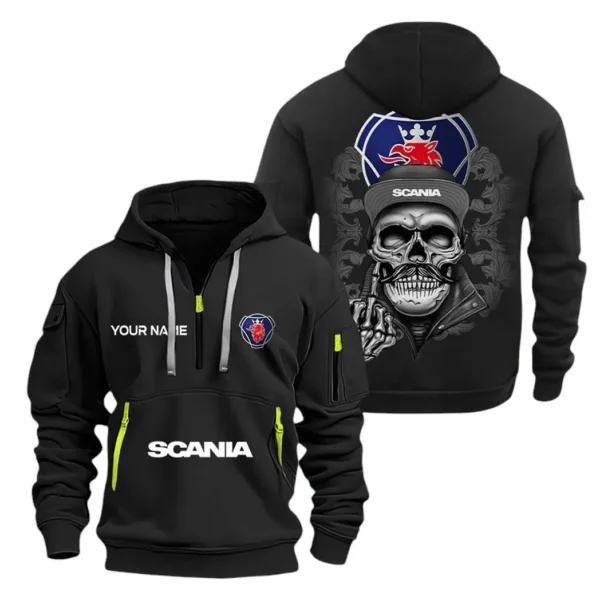 Hoodie Half Zipper Exclusive Logo Gift For Trucking Power Enthusiasts CAR166 - Black