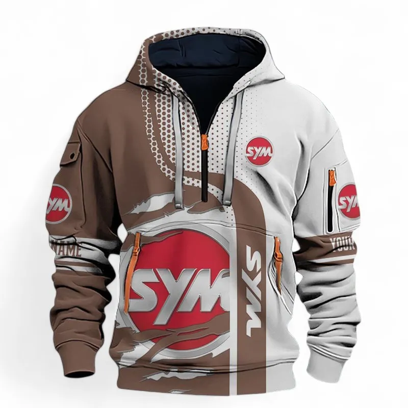 Scooter Ride Hoodie Half Zip 3D, Casual Comfort Hoodie For Motor Lovers CAR398 - Brown