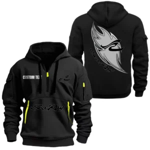 Offshore Boat Hoodie Half Zipper, Exclusive Logo Hoodie For Offshore Boat Enthusiasts CAR170 - Black