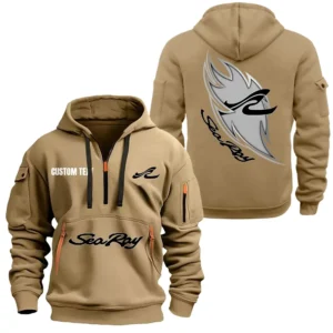 Sport Boat Hoodie Half Zipper, All Over Print Hoodie Gift For Sport Boat Enthusiasts CAR170 - Khaki