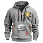 Hoodie Half Zipper Exclusive Logo Gift For Stylish Sedan Enthusiasts CAR113 - Gray