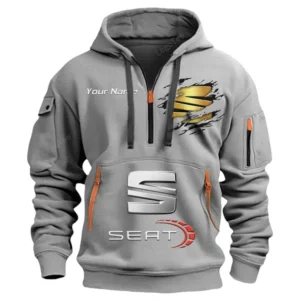 Hoodie Half Zipper Exclusive Logo Gift For Stylish Sedan Enthusiasts CAR113 - Gray