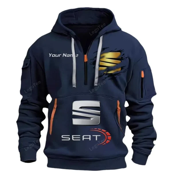 Hoodie Half Zipper Exclusive Logo Gift For Modern Hatchback Enthusiasts CAR113 - Navy