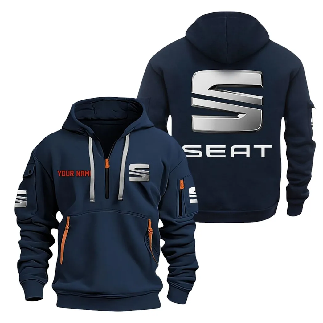 Compact Car Hoodie Half Zipper, All Over Print Hoodie Gift For Compact Car Enthusiasts CAR200 - Navy