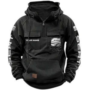 Eco-Friendly Ride Tactical Quarter Zip Hoodie, Exclusive Logo Hoodie For Car Enthusiasts CAR164 - Black