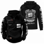 Sporty Hatch Tactical Quarter Zip Hoodie, Exclusive Logo Hoodie For Car Enthusiasts CAR106 - Black