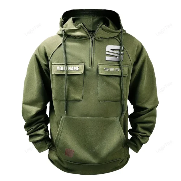 City Cruiser Tactical Quarter Zip Hoodie, Exclusive Logo Hoodie For Car Enthusiasts CAR109 - Army Green