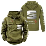 Modern Hatchback Tactical Quarter Zip Hoodie, Exclusive Logo Hoodie For Car Enthusiasts CAR960 - Army Green