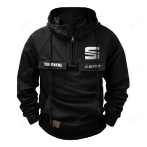 Small SUV Tactical Quarter Zip Hoodie, Exclusive Logo Hoodie For Car Enthusiasts CAR109 - Black