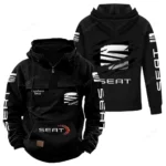 Family Sedan Tactical Quarter Zip Hoodie, Exclusive Logo Hoodie For Car Enthusiasts CAR122 - Black
