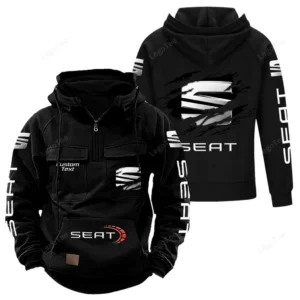 Family Sedan Tactical Quarter Zip Hoodie, Exclusive Logo Hoodie For Car Enthusiasts CAR122 - Black