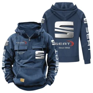 Compact Car Tactical Quarter Zip Hoodie, Exclusive Logo Hoodie For Car Enthusiasts CAR960 - Dark Blue