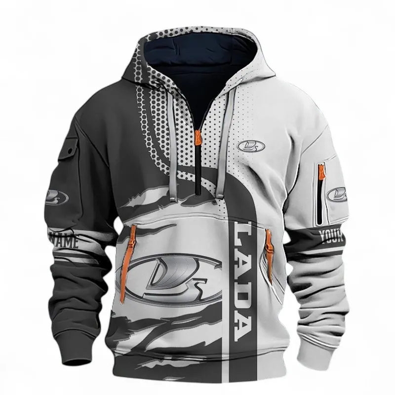 Sedan Hoodie Half Zip 3D, Lightweight Streetwear Hoodie For Car Lovers CAR396 - Black