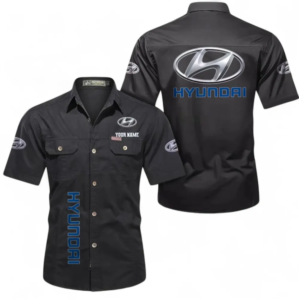Sedan Men's Cotton Casual Short Sleeve Shirt, Custom Name CAR392 - Black