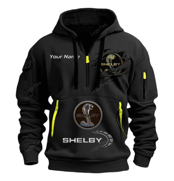 Hoodie Half Zipper Exclusive Logo Gift For Drag Strip Icon Enthusiasts CAR113 - Black